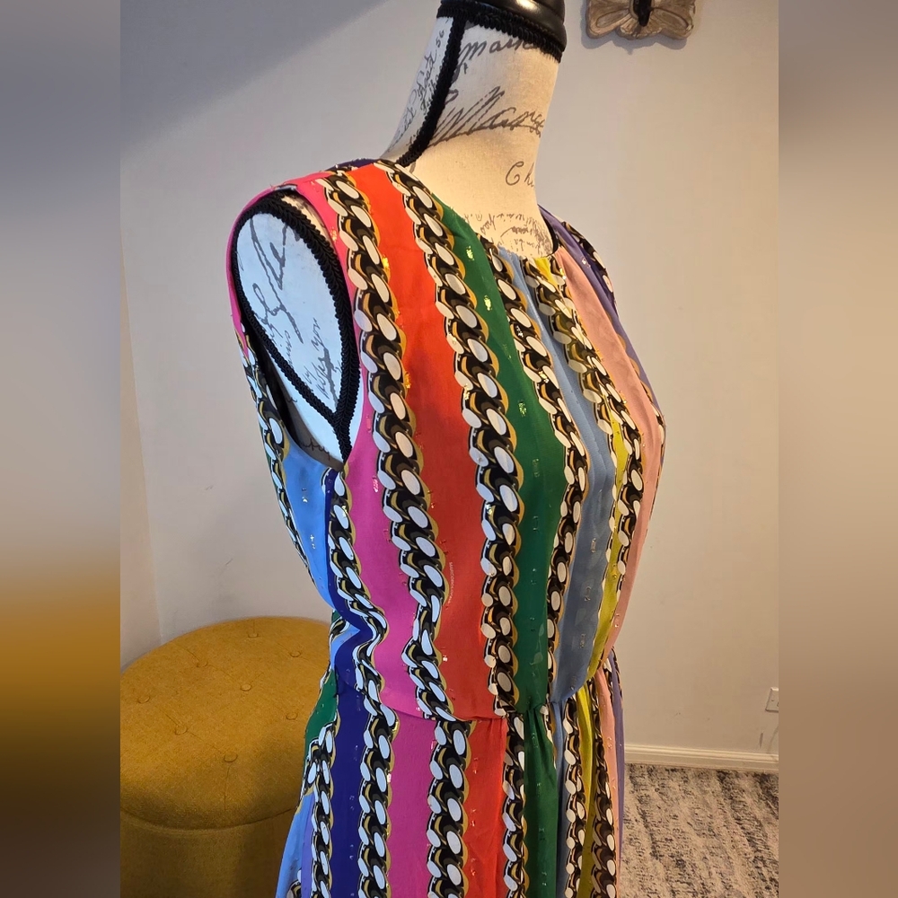 Marco Bologna Multicolor Striped Sleeveless Maxi Dress, Size S/M - Picture 7 of 16